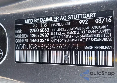 2016 Mercedes-Benz S 550 4Matic из США, поврежденный, VIN WDDUG8FB5GA262773